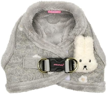 Pinkaholic New York Lidia Vest Dog Harness Step-in Warm Winter Flower Pattern for Small Dog, Light Grey, Large