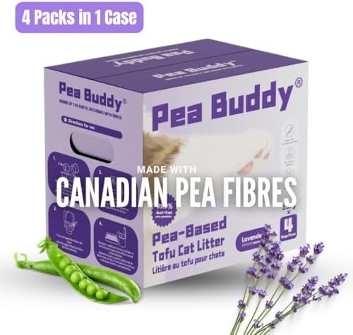 Pea Based Tofu Cat Litter, Dust Free Cat Litter, Low Tracking, and Natural Odor Control, Flushable (4 Bags, Lavender)