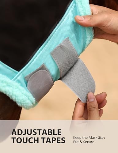Harrison Howard Horse Fly Mask UV Protective Fine Mesh with Extra Wool Soft Touch on Skin Fly and UV Protection Summer Mint-Black M