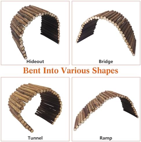 BNOSDM Reptile Hide Set Wooden Bridge Tortoise Hideout Climbing 15.7x5.9in