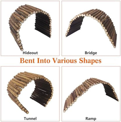 BNOSDM Reptile Hide Set Wooden Bridge Tortoise Hideout Climbing 15.7x5.9in