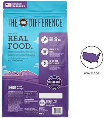 BIXBI Liberty Grain-Free Dry Dog Food, Lamb Recipe – Fresh Meat, High Protein, No Meat Meals – USA Made, 11 lbs
