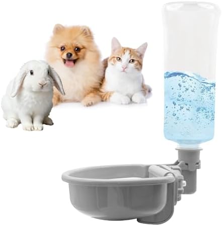 VANNON Anti-Splash Pet Water Bowl for Crates, 23oz Gravity Dispenser, Grey