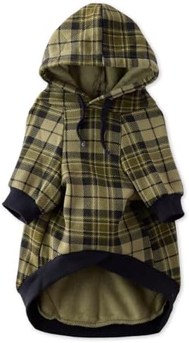 Pet Passion Rocky II Dog Hoodie, Olive Chesterfield Plaid, Medium