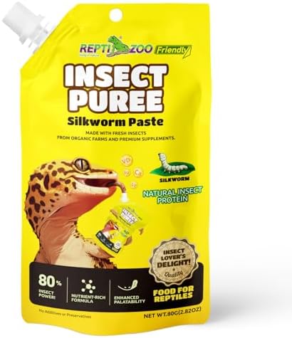 Crested Gecko Food, Silkworm Paste Reptile Food Made with Fresh Insects Gecko Food Complete Diet 2.82oz