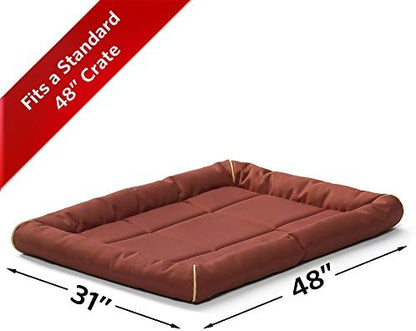 MidWest Homes for Pets XL QuietTime MAXX Ultra-Rugged Dog Bed, Water & Odor Resistant, Bolstered Edge, Non-Slip Bottom, Fits 48-inch Crates, Brick