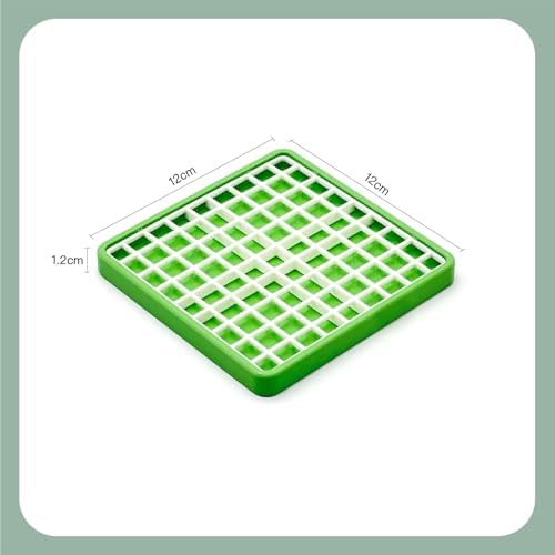 Hermit Crab Food Dish for Powdered Food, with Removable Anti-Carry Grid, No Mess Feeding Dish Prevents Food from Being Dragged Away (Dark Green, 3.9" x 3.9")