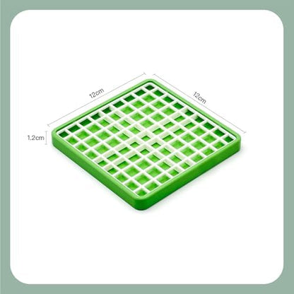 Hermit Crab Food Dish for Powdered Food, with Removable Anti-Carry Grid, No Mess Feeding Dish Prevents Food from Being Dragged Away (Dark Green, 3.9" x 3.9")