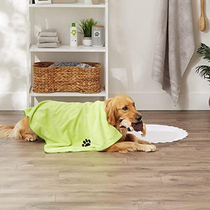 Bone Dry Pet Grooming Microfiber Towel, Embroidered Collection, X-Large,41x23.5, Lettuce Green (Pack of 2)