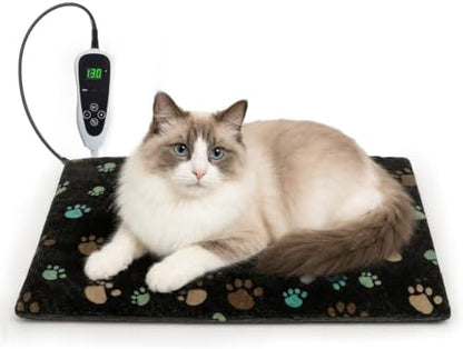 GOLOPET Cat Heating Pad 17x13 in with Smart Thermostat Switch and Power Line Protection Tube,Obtained MET and UL Dual Certification,Waterproof Pet Heating Pad for Cats-Black
