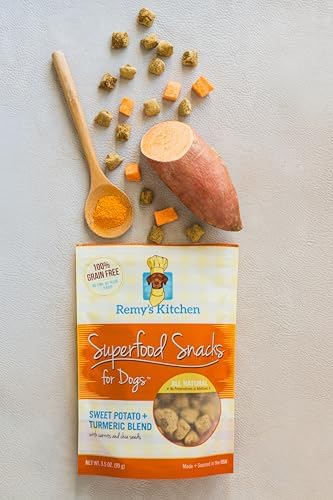 Sweet Potato Turmeric Freeze Dried Dog Treats USA Sourced and Small Batch Made - Human-Grade, All Natural Superfood Dog Snacks Without Artificial Preservatives, Grain Free - 3.5 oz