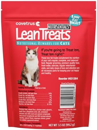Covetrus Nutrisential Lean Treats for Cats - Soft Cat Treats for Small, Medium, Large Cats - Nutritional Low Fat Bite Size - Chicken Flavor - 6 Pack - 3.5oz