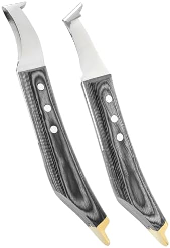 Premium Farrier Loop & Hoof Knife with Brass End – Professional Hoof Trimming Tool for Horses, Cows & Livestock, Stainless Steel Blade, Ergonomic Wood Handle (Black)