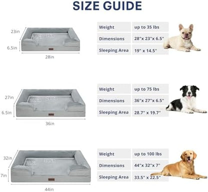 Dog Beds for Large Sized Dogs,Orthopedic Waterproof Big Pet Bed with Sides