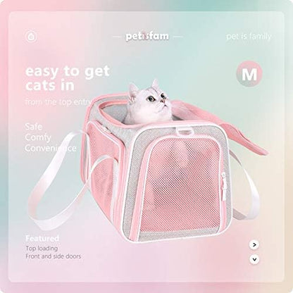 Soft Cute Travel Pet Carrier Bag for Medium Cats, Kitty and Puppy, Fantasy Pink, M