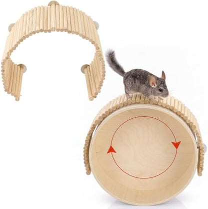 Geelin Chinchilla Running Wheel Fence, Chinchilla Natural Birch Wood Flexible Platform Toy, Climbing Toys for Guinea Pig Rabbit Hamsters Gerbils Rat and Other Small Animals Cage Accessories