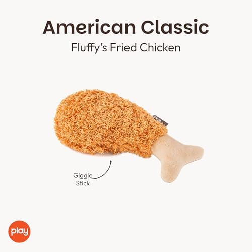 P.L.A.Y. Cute Plush Dog Toys - Fast Food Themed Durable Giggle Chew Toy, Great for Puppies & Small, Medium, Large Dog - Machine Washable, Recycled Materials (American Classic Fried Chicken, X-Small)