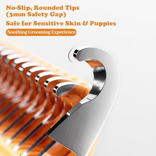 Undercoat Rake & Self-Cleaning Deshedding Brush, Orange
