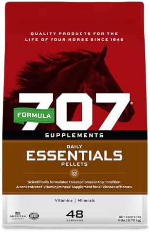 Formula 707 Daily Essentials Ration Balancer Supplement for Horses, 6 lb Bag – 48 Servings – Concentrated Complete Vitamin & Mineral Pellet