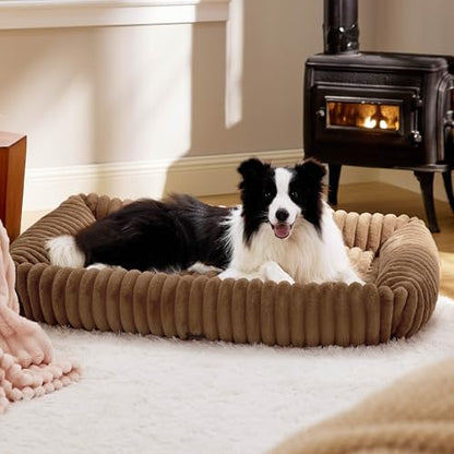 Bedsure ComfyFleece™ Cute XL Dog Beds for Extra Large Dogs，43in Camel Brown
