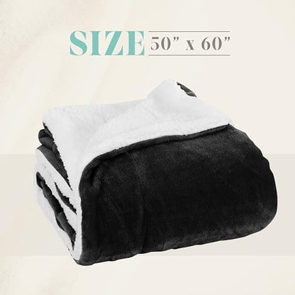 Elegant Comfort Reversible and Ultra-Plush Flannel Fleece Sherpa Throw- Lightweight Soft and Cozy- All Season Decorative Throw, Perfect for Lounging, 50 x 60 inches, Black