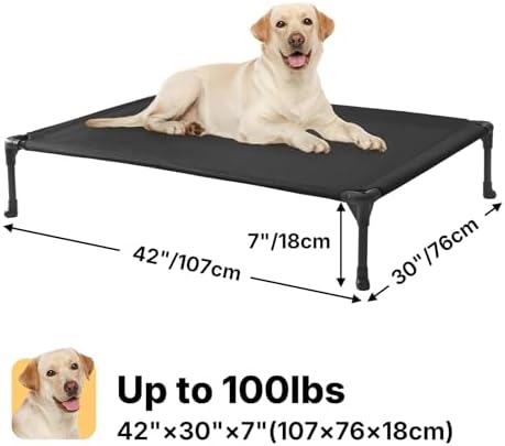 Veehoo Outdoor Elevated Dog Bed Large Sized Dogs, Cooling Raised Dog Cots