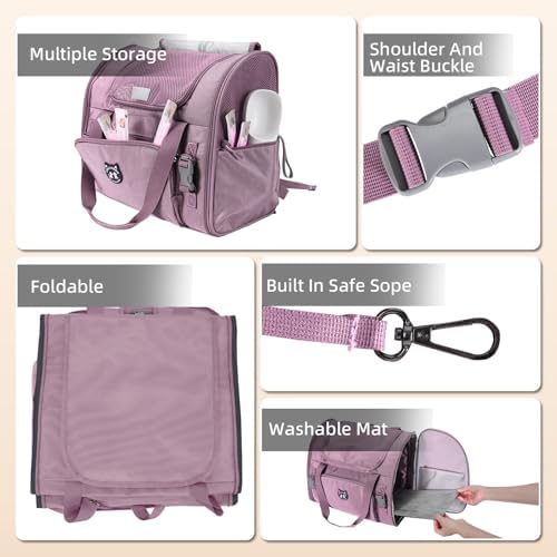 Lollimeow Expandable Cat Carrier Backpack for Large Cats - Airline Approved Pet Carrier Backpack for Small Dogs, Hiking & Travel, Waterproof with Breathable Mesh, 22lbs Capacity (Plum, Large)