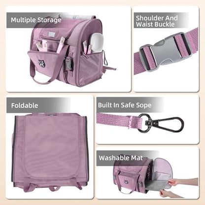 Lollimeow Expandable Cat Carrier Backpack for Large Cats - Airline Approved Pet Carrier Backpack for Small Dogs, Hiking & Travel, Waterproof with Breathable Mesh, 22lbs Capacity (Plum, Large)