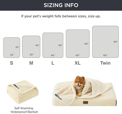Bedsure Self Warming Dog Blankets for Small Dogs Waterproof - 25"X35" White