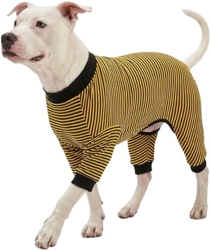 LovinPet Dog PJS Clothes for Giant Dogs, Yellow and Black Stripe, 3XL