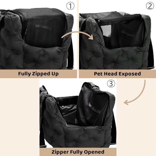 Dog Purse Carrier for Small Dog Cats, Soft Quilted Puppy Carrier Soft-Sided Carriers Bag, Luxury Stylish Small Dog Cat Travel Tote for Pets Up to 11 lbs (Black, 15.7" L x 7.9" W x 7.1" H)