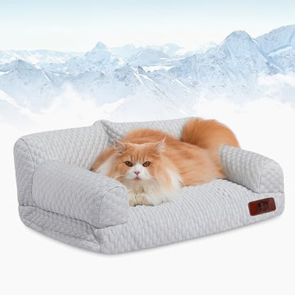 Hollypet Cooling Dog Couch Bed, Washable Pet Sofa, Gray, 24x18