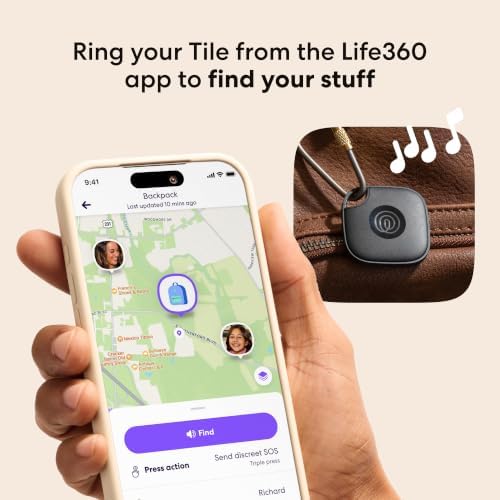 Life360 Tile - Bluetooth Tracker, Keys Finder and Item Locator for Keys, Bags and More. Phone Finder. Both iOS and Android Compatible. 4-Pack (Black)