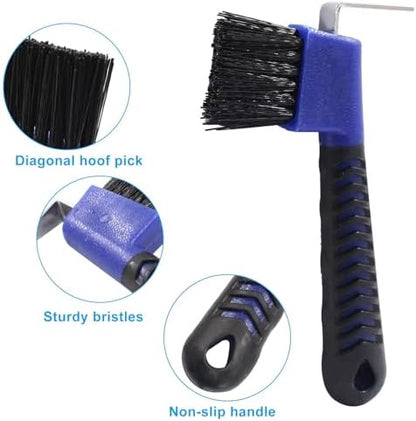 2 Pcs Horse Hoof Pick Brush, Blue & Orange