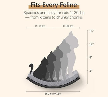 Curved Cat Wall Hammock Bed with Grey Foam Cushion – Floating Cat Wall Shelf Nest for Climbing, Sleeping & Lounging