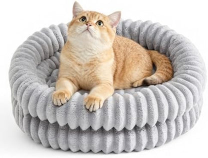 Cat Bed, Cute Donut Kitten Bed Indoor, 20x20x6.5, Gray