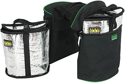 TrailMax Horse Horn Bags for Trail Riding – Medium & Large Western Saddle Horn Bags for Horses & Mules, Insulated Trail Gear with Secure Fit & Grab-and-Go Liners, Large, Black with Green Piping