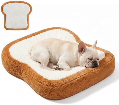 Dog Beds for Small Dogs, Toast Shaped Dog Bed Mats with Orthopedic Foam, Machine Washable Non-Slip Pet Bed, Plush Soft Small Puppy Bed for Indoor