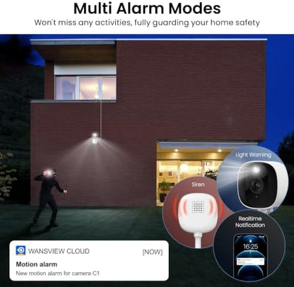 AOQEE 2K Indoor/Outdoor Camera, IP65 Water Resistant & White Light, C1 4Pcs