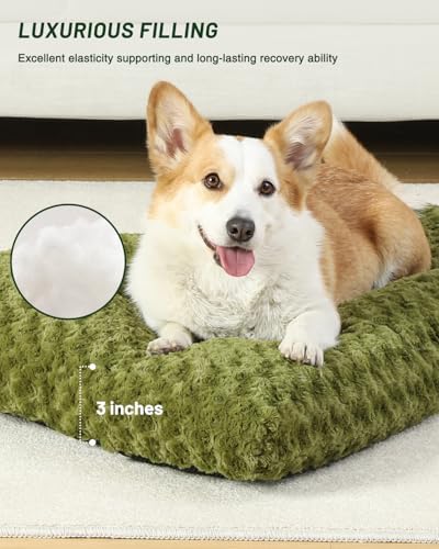 KSIIA Washable Dog Bed Medium Size Dog Crate Bed Pet Mat 29"x21" Green