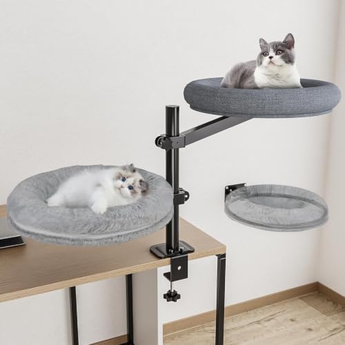 Acools Round Cat Bed Kitten Beds, Gray Donut Small Cats Bed