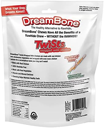 DreamBone Chicken Wrapped Twist Stick Rawhide-Free Dog Treats, 50 Count