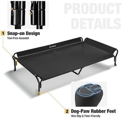 Veehoo Cooling Elevated Dog Bed, Raised Dog Cot with Guardrail & Headrest