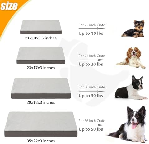 KSIIA Orthopedic Dog Bed for Small Dogs with Waterproof Lining, Grey, 21x13