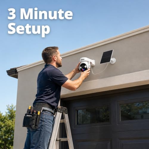 Defender AI 4K Guard Ultra-Charge AOV Wireless Battery Security Camera, 24/7 Recording, 360° PTZ, AI Tracking, Setup in 5 Minutes, 10,000mAH Battery, 5W Solar Panel, Guard App (1-Pack)