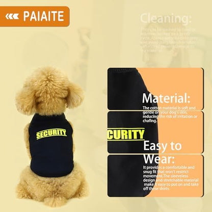 Discover Cozy Cotton Canine Wear: Soft, Lightweight, and Breathable Dog Shirt Vest with Eye-Catching Graphics(Security), Keeping Your Furry Friend Warm and Comfy! Black XXS