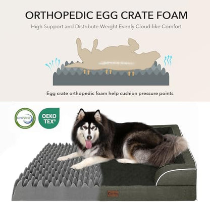 Orthopedic Dog Bed for Extra Large Dogs, 48x30in, Dark Green