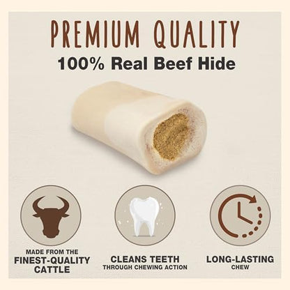 Cadet Stuffed Shin Bone, Highly Digestible, High Protein, Long-Lasting Dog Chew Bone for Aggressive Chewers, Supports Dental Health, Beef Flavor, Large, 1 Count (Pack of 2)