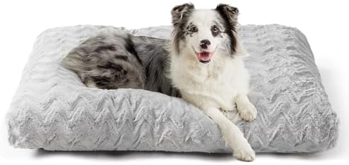 EHEYCIGA Washable Large Dog Bed for Crate, 35x23 Inch Pet Bed, Grey