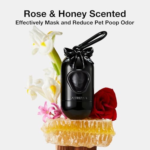 VETRESKA Dog Poop Bags Dispenser with 105 Bags, Rose & Honey Scented